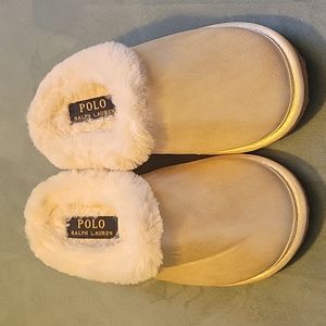 NWOT POLO Ralph Lauren Gold Charlotte Scuff Slippers